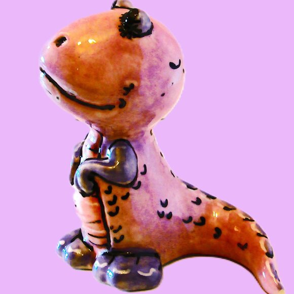 (Childs)-Rex colorful Dinosaur party pal figurine, purple & pink, Dinosaur enthu - Picture 4 of 5